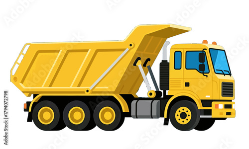 Yellow Dump Truck with Raised Bed