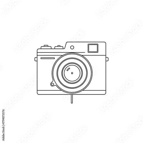 Simple line drawing of a vintage camera