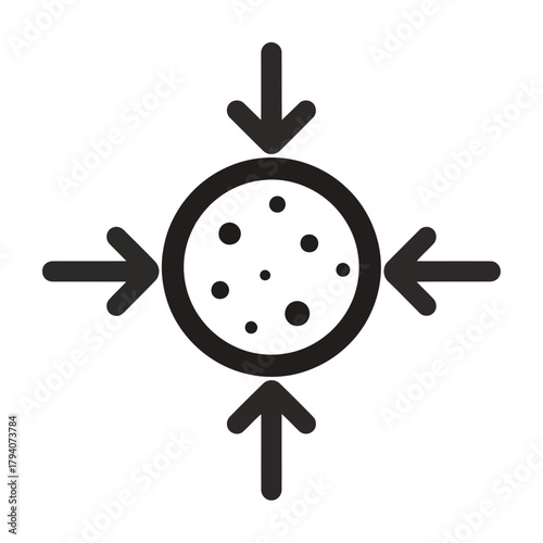 Icon representing compression or pressure applied to a granular substance or material