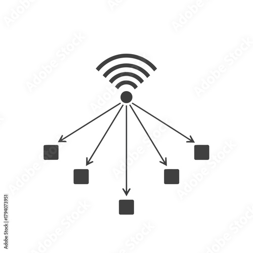 Wireless signal broadcast from a central point to multiple devices