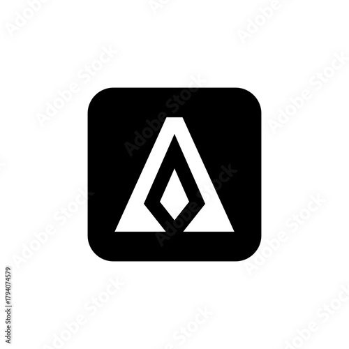 A minimalist black square icon featuring a white stylized letter A with a diamond shape in its center, representing a modern logo. Free Download A minimalist black square icon featuring a white stylized letter A with a diamond shape in its center, representing a modern logo. - GFXLoad