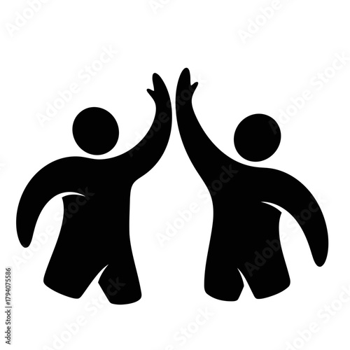 Two black silhouette figures giving each other a high five