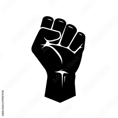 Black raised fist symbol, representing power, protest, and solidarity