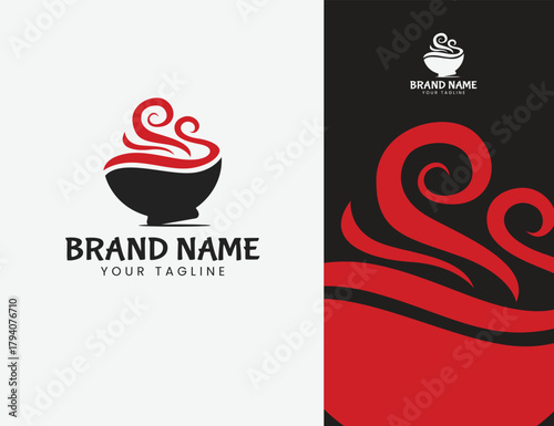 bowl logo depicting spicy food abstract design illustration