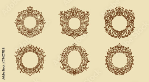 classic abstract carved frame illustration design