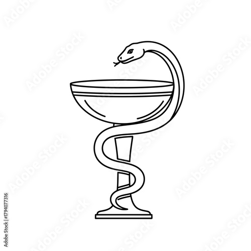 Rod of asclepius symbol, a snake coiled around a staff, medical and pharmacy symbol