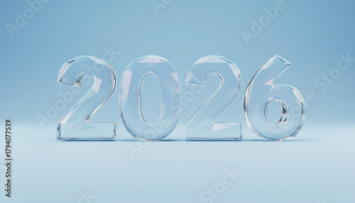 Crystal number glass texture elegant luxury single object blue background