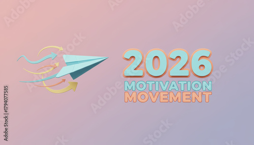 Paper airplane pastel gradient arrow swirl text