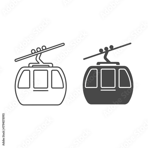 Two cable car icons, one outlined and one filled, on a