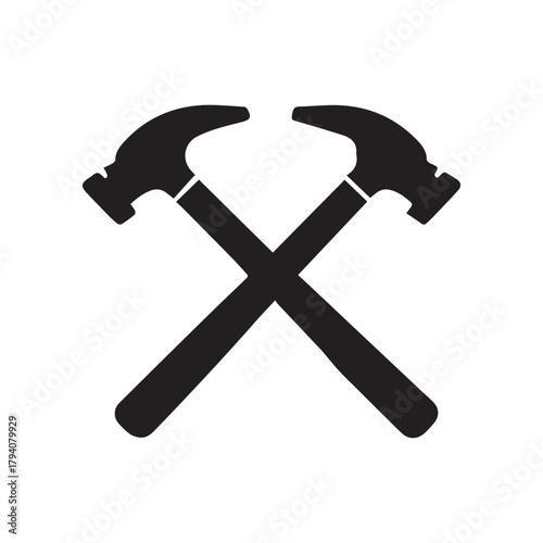 Classic Retro Hammer Badge Design Representing Strength and Authentic Craftsmanship