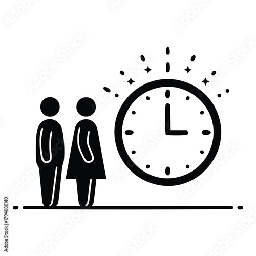 New Year Celebration Couple Watching Clock Strike Midnight for a Fresh Start