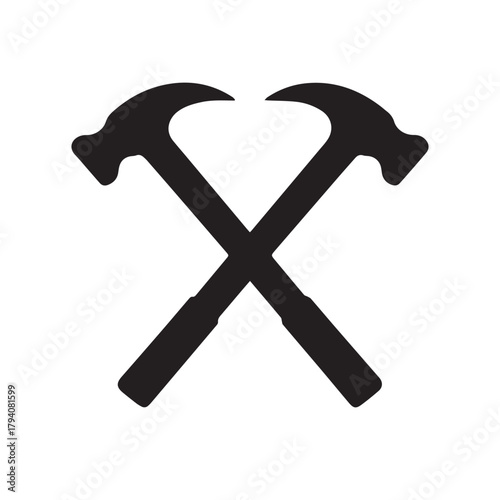 Shield Form Crossed Hammer Logo Representing Power Protection and Reliability