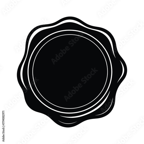 Blank Wax Seal Stamp Vector Badge. Round Insignia or Guarantee Mark Template. Vintage Label Graphic Element.