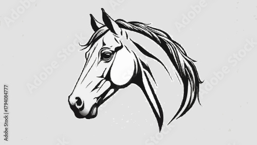 Black stallion horse head vector illustration silhouette design with flowing mane
