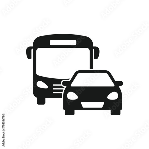 Commuter icon. Traffic. Busy road. Vector icon isolated on white background.