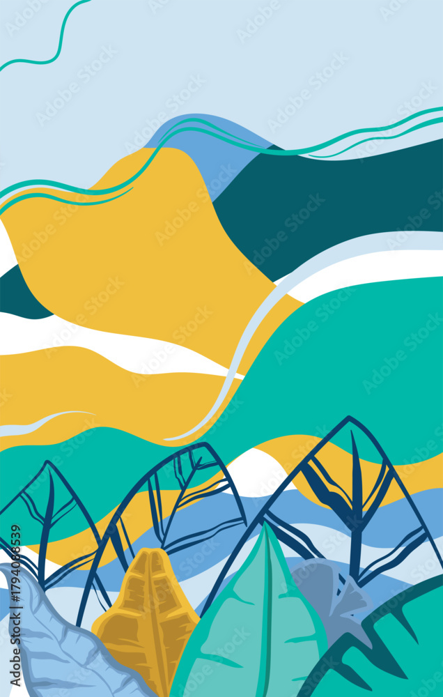 Fototapeta premium plants and leaves Vector illustration in simple flat style