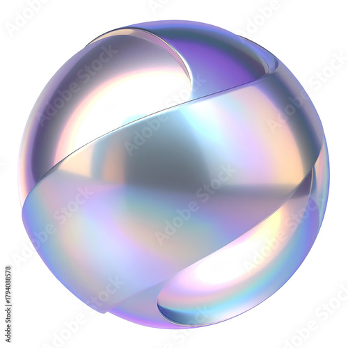 Iridescent sphere w/ ribbon-like feature