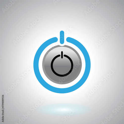 Power button icon symbol switch – modern blue circle energy design