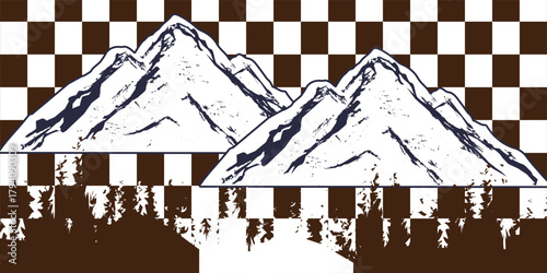 Modern sand textured mountain background. Spray painted mountain landscape. Isolated on black and white background. Can be used for prints, posters, covers and banners. eps 10