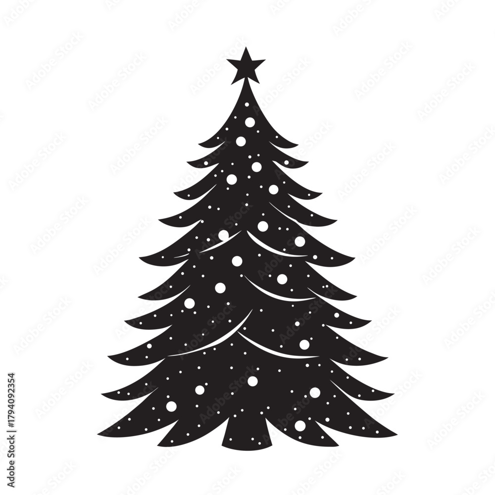 Obraz premium Snow Dusted Christmas Tree Silhouette Illustration