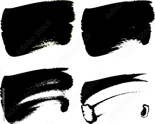 Black brush strokes, abstract brush elements