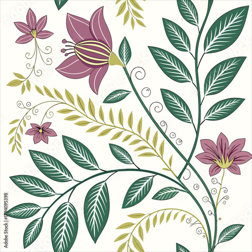 Botanical Floral Pattern Decorative Vector Illustration
