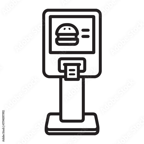Restaurant order tablet kiosk outline icon vector