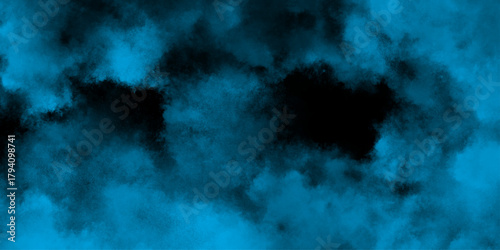 abstract cloud and vapor texture background. Black and blue smoke aquarelle smudge illustration smooth grungy smokey light pastel colors ink glow. Teal color powder explosion