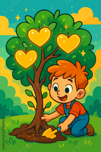 Child Planting Tree Coloring Page Environmental Care Nature Love Earth Day Activity Sheet