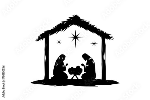 Illustration of Christmas Nativity scene
