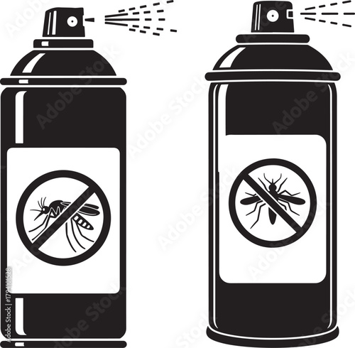 Two insecticide spray cans silhouette
