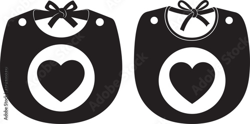 Two baby bibs with heart silhouette
