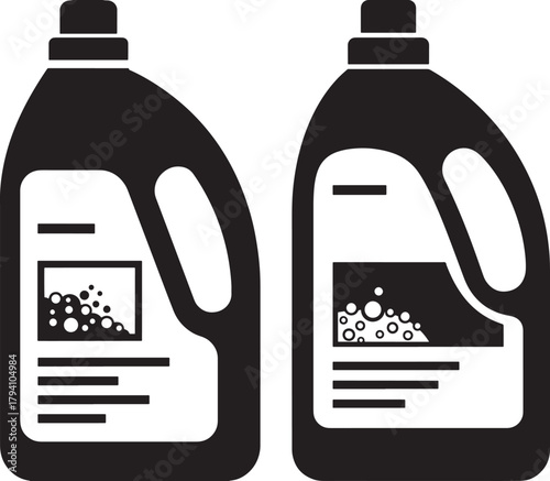Two laundry detergent bottles silhouette