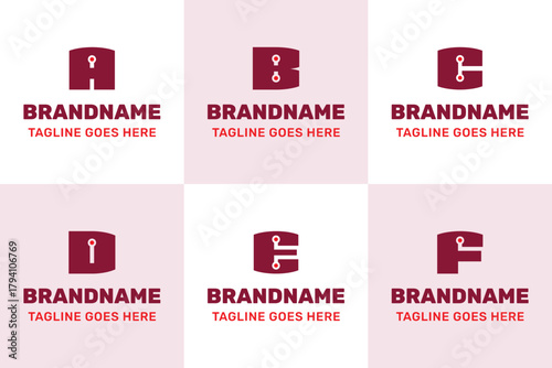 Letter A B C D E F Technology Bold Logo Set, symbolizing innovation, precision, and modern digital identity