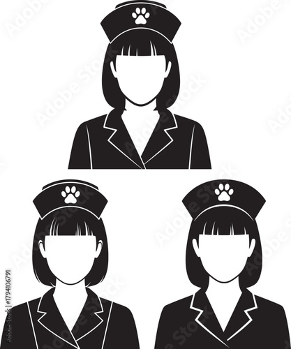 Three female uniformed officers silhouette