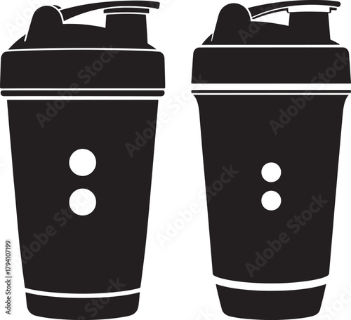 Two black silhouette shaker bottles silhouette