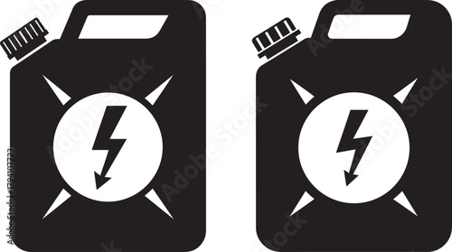 Two electric fuel canister silhouettes with lightning bolt
