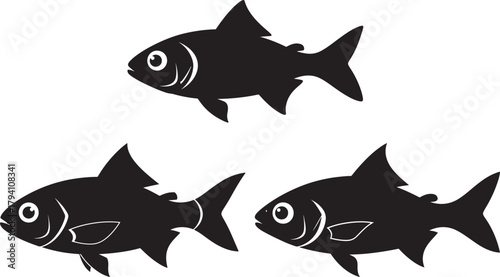 Three black fish silhouette