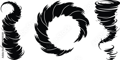 Foto Tornado vector illustration, storm swirl icon, black cyclone graphic, abstract w