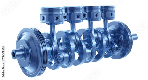 Automotive engine internal components, crankshaft and pistons