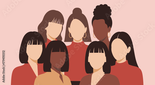 Diverse Women Unity Illustration - Empowerment & Sisterhood Vector Art