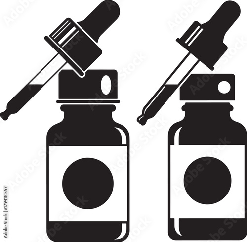 Two dropper bottles silhouette