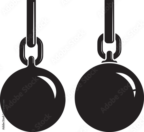 Two wrecking ball silhouettes hanging silhouette