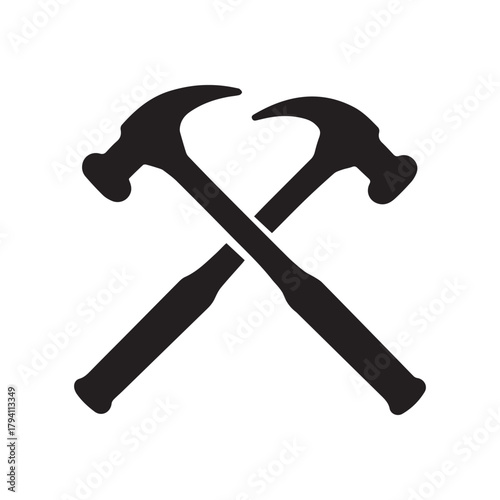 Flowing Curved Hammer Emblem Representing Craftsmanship Unity and Smooth Structure