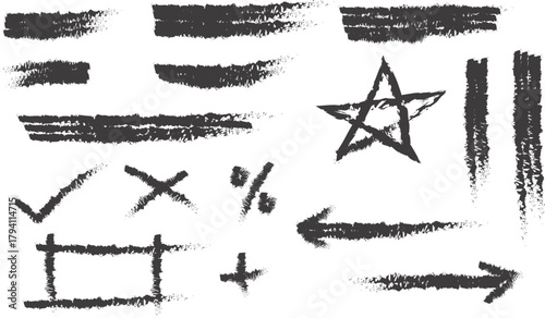  Set of black and white brush vector on white background 