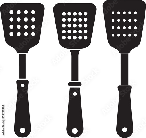 Three kitchen spatula silhouettes