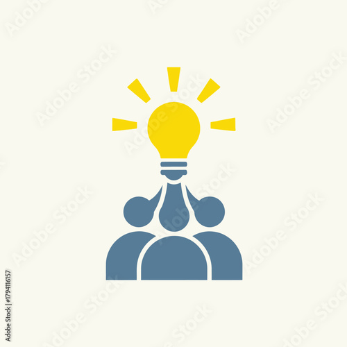 Teamwork and collaboration leading to a bright idea, symbolizing innovation and shared creativity in a business setting