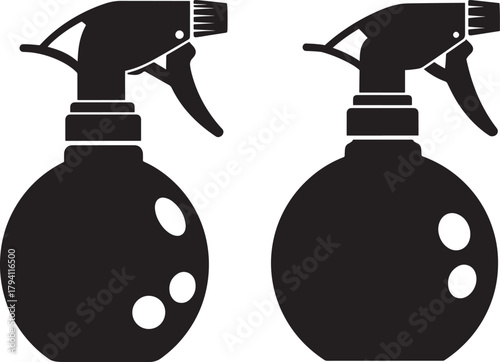 Two black spray bottles silhouette