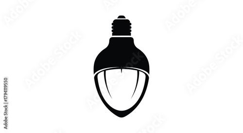 Simple black silhouette of a classic incandescent light bulb with a clear glass bulb and screw base