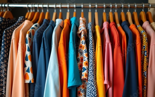 Wallpaper Mural A rack of clothes with a variety of colors and patterns. High quality Torontodigital.ca